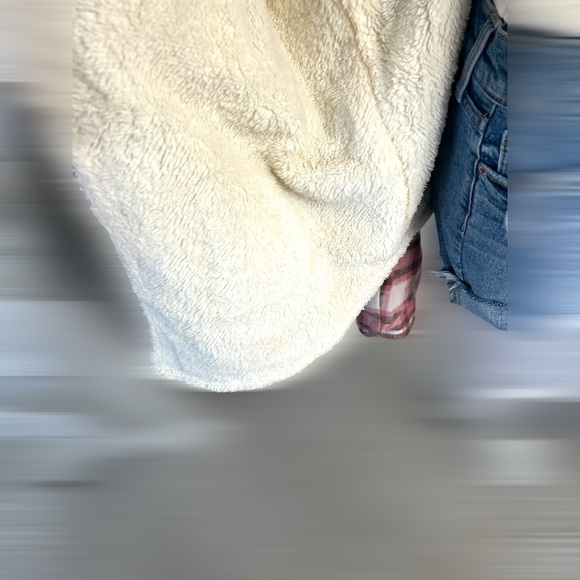 NEW IN Plaid open front faux Sherpa jacket S M L - Picture 10 of 10